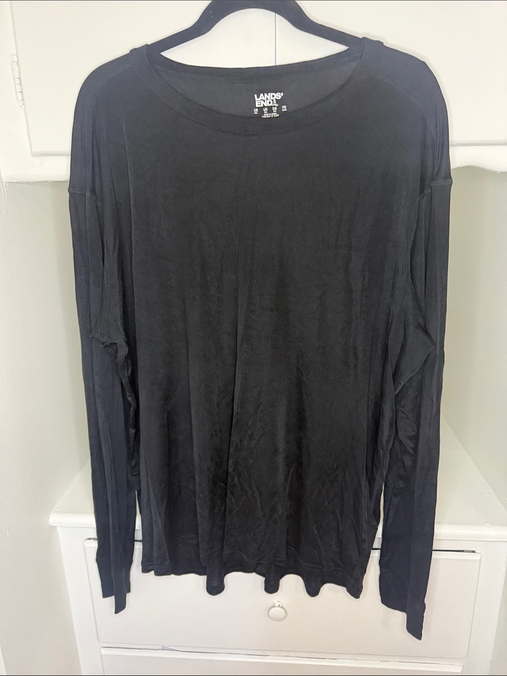 Lands’ End 100% Silk Interlock Long Sleeve Crewneck XXL